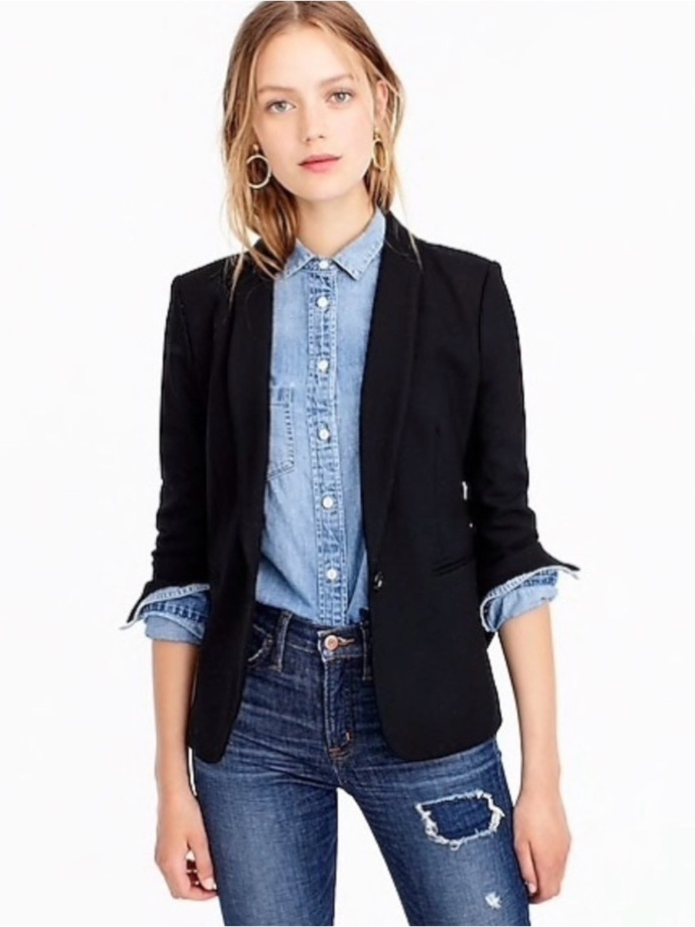 J. Crew Women’s Parke Blazer in Two Way Stretch Wool Black Size 0